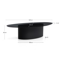 Журнальный столик Olir из черной стали и стекла 140 x 80 см