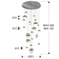 Подвесной светильник Sphere LED 27L Ø80 хром BLUETOOTH CCT 500 см