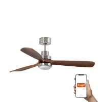 Потолочный вентилятор LANTAU XL Ш1680 DC матовый никель/орех 3P LED 15W TUYA