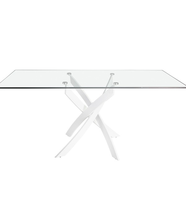 Прямоугольный обеденный стол 1138/F2133-BLANCO 150x95 стеклянный с белыми ножками