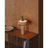 Luba Переносная настольная лампа из массива ясеня и зеленой хлопковой ручкой