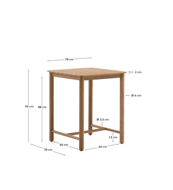 Sori Уличный стол из акации 78 x 78 см