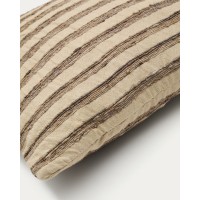 Чехол для подушки Enara из шелка и хлопка в бежево-коричневую полоску 45 x 45 см