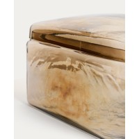 Декоративная шкатулка Aveli из переливающегося бежевого стекла, 19 x 19 см