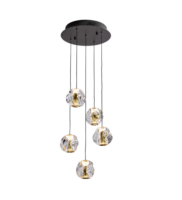 Люстра Zaria 5L- черный/золотой D30 DIM