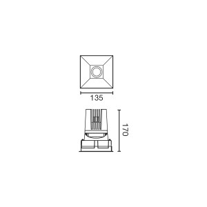 Встраиваемый светильник DEEP 90 C черный 60° P. WHITE CRI95 HONEYCOMB