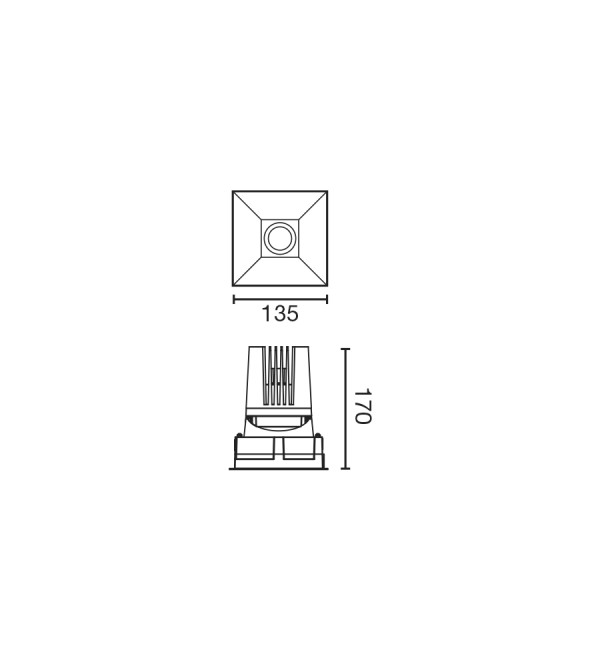 Встраиваемый светильник DEEP 90 C черный 60° P. WHITE CRI95 HONEYCOMB