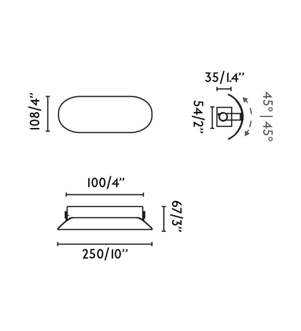 NOVO 250 Черный настенный светильник LED 5W 2700K