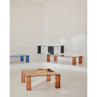 Журнальный столик Adularia из синего стекла 140 x 60