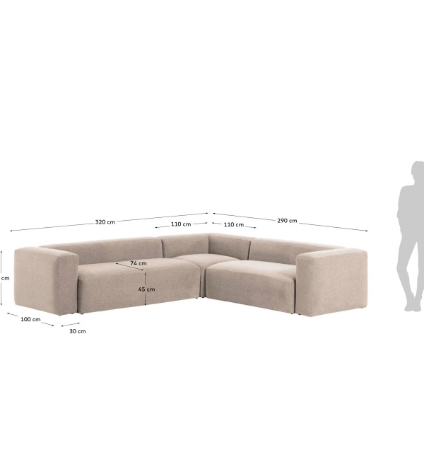 Угловой 5 местный диван Blok 320 x 290 cm бежевый