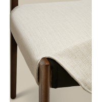 Стул Cudia из бежевой синели из массива дуба с отделкой орех FSC Mix Credi