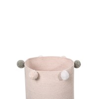 Корзина с помпонами розовая 30*30*30