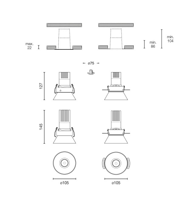 Встраиваемый светильник ELIOS BELL IP20 10W белый 50є 3000K TRIAC