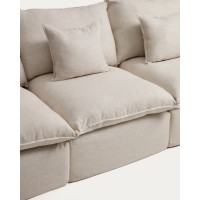 Модульный трехместный диван Anarela из бежевого льна и вискозы со съемным чехлом, 310 см