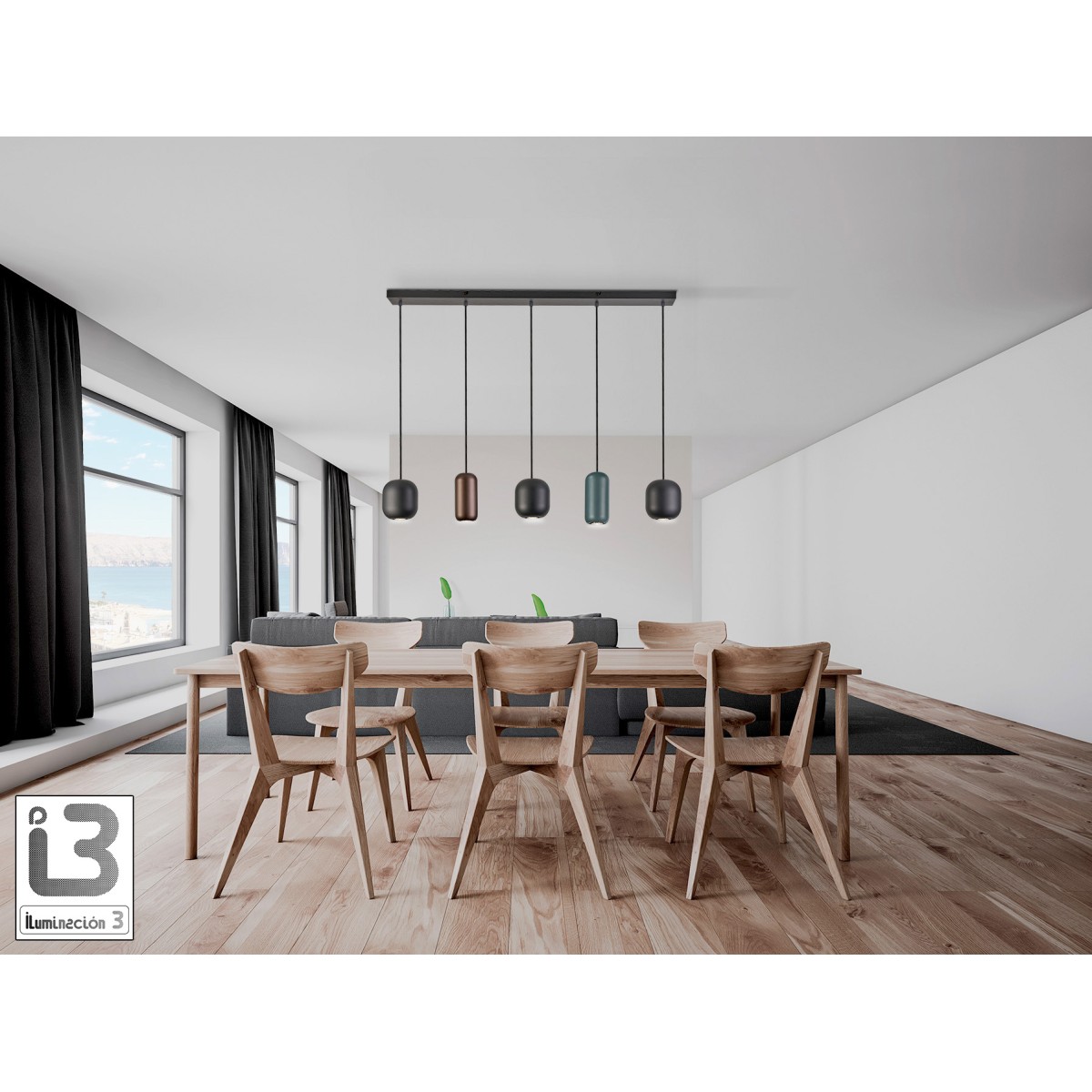 Люстра Nimes 5L разноцветная
