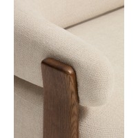 Двухместный диван Granite из бежевой синели и ясеня с отделкой под орех, 155 см