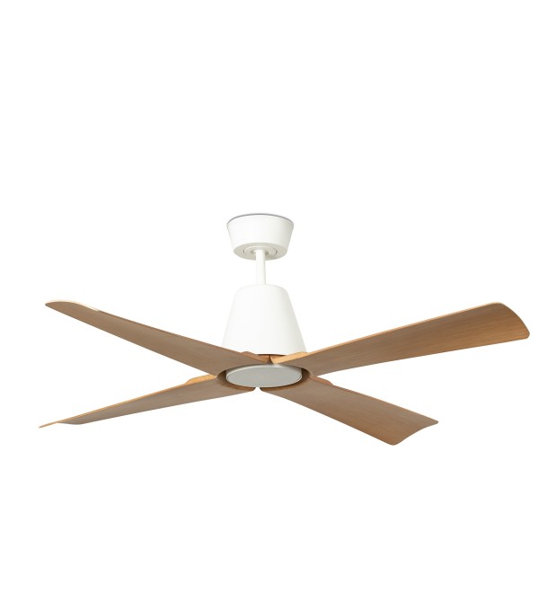 Вентилятор с освещением TYPHOON DC Ш1300MM белый / дерево 4Р IP44 19W 3000K