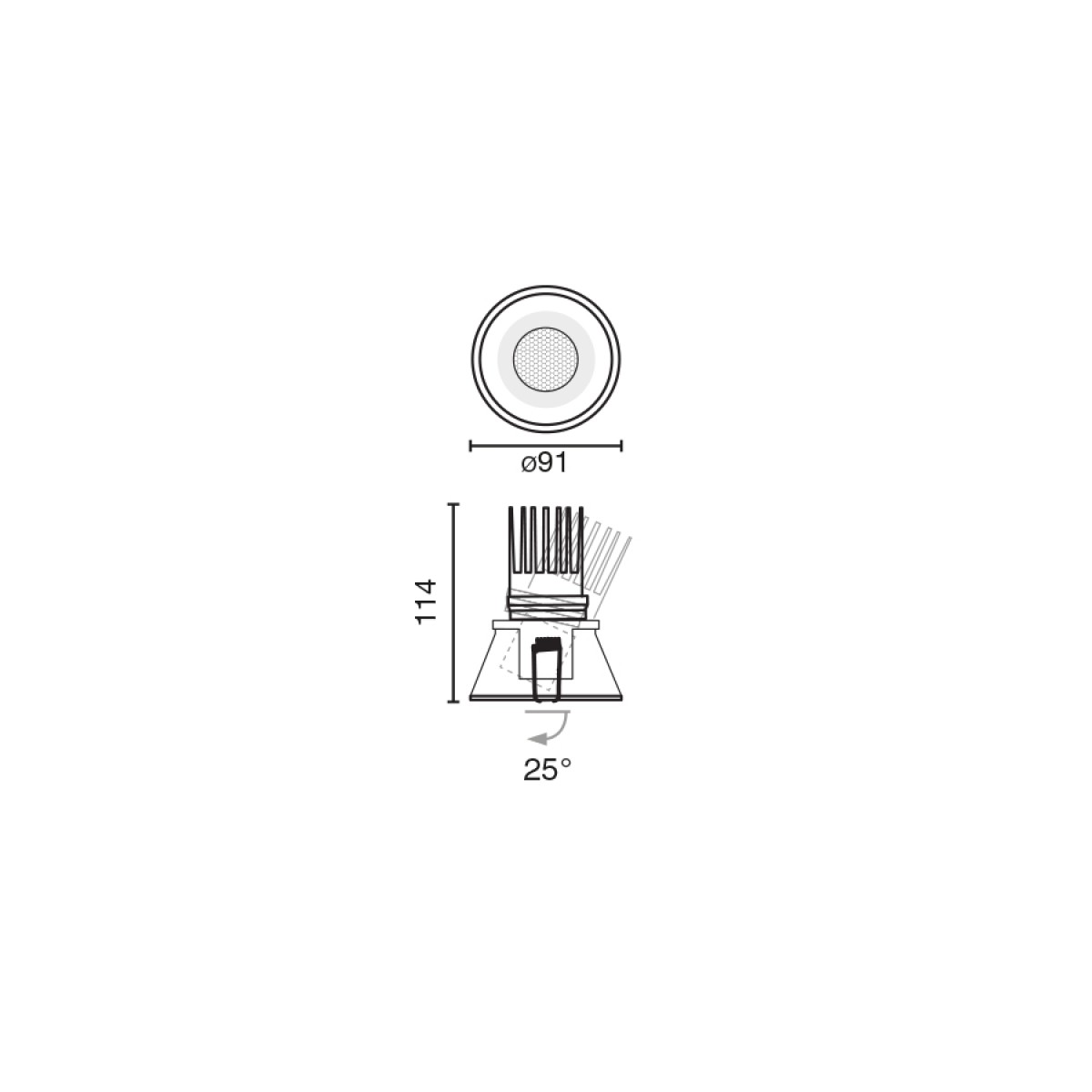 Встраиваемый светильник TULIPA DOWN ORI 15W 4000K CRI90 36° белый DALI