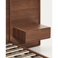 Кровать Norlen с 2 тумбочками из орехового шпона с темной отделкой LED 180 x 200 см