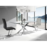 Стол обеденный прямоугольный F2133 /1061 стекло 150x95 с ножками из нержавеющей стали