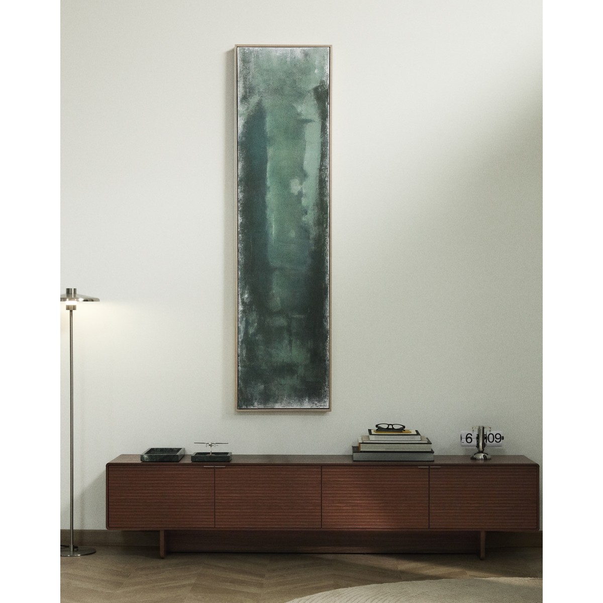 Абстрактная картина Selnar зеленая 182 x 47 см