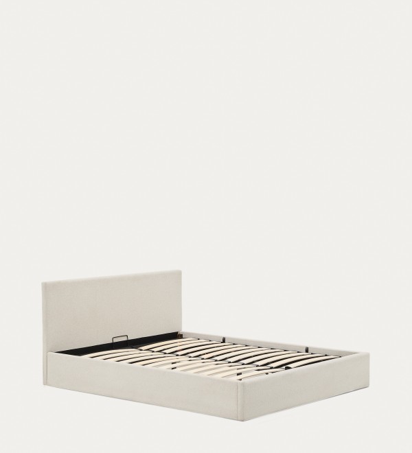 Кровать Nahiri бежевого цвета из шенилла с ящиком для хранения 160 x 200 см