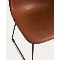Стул Zahara из коричневой экокожи с черными стальными ножками