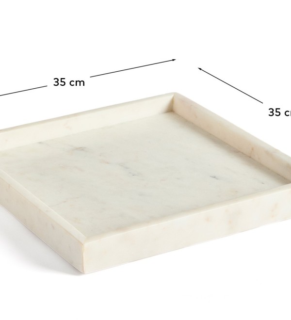 Поднос Serela из белого мрамора 35 x 35 см