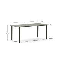 Уличный стол Brai из оцинкованной стали зелёного цвета 180 x 90 см