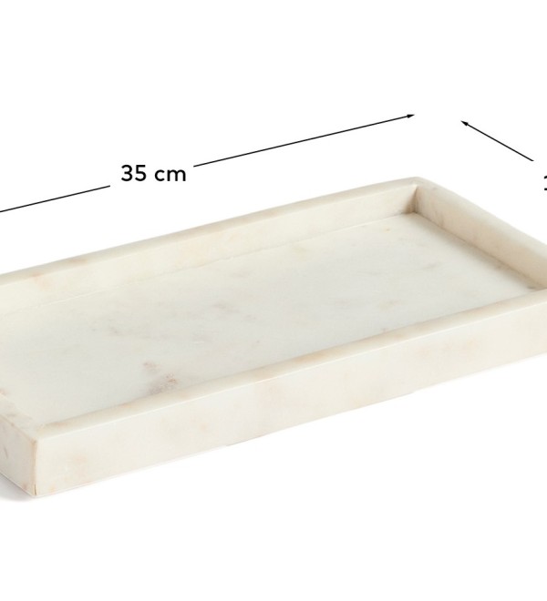 Поднос Serela из белого мрамора 35 x 18 см