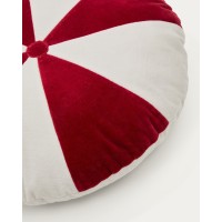 Odet Круглая подушка из 100% хлопка бело-красная