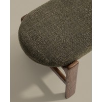 Банкетка Granite из зеленой синели и массива ясеня с отделкой под орех, 120 см