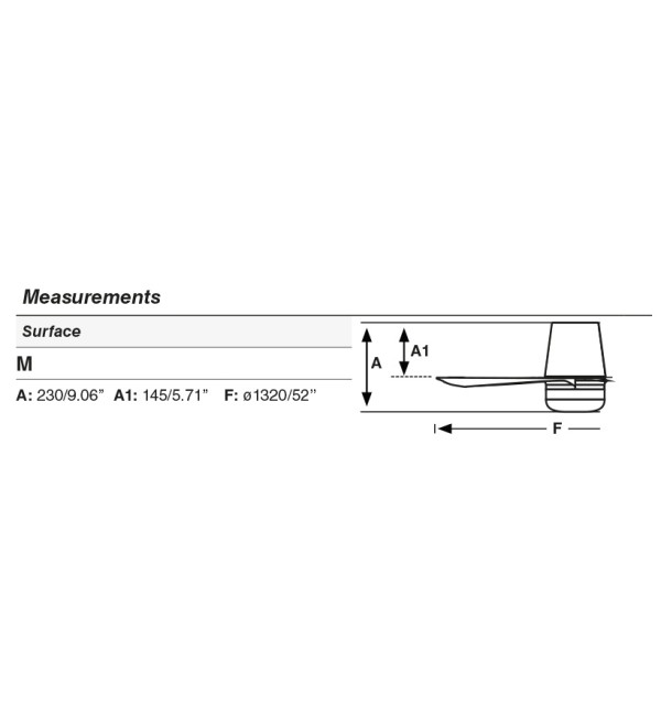 Потолочный вентилятор PUNT TUB M Ш1300MM черный 3 P LED 18W TUYA
