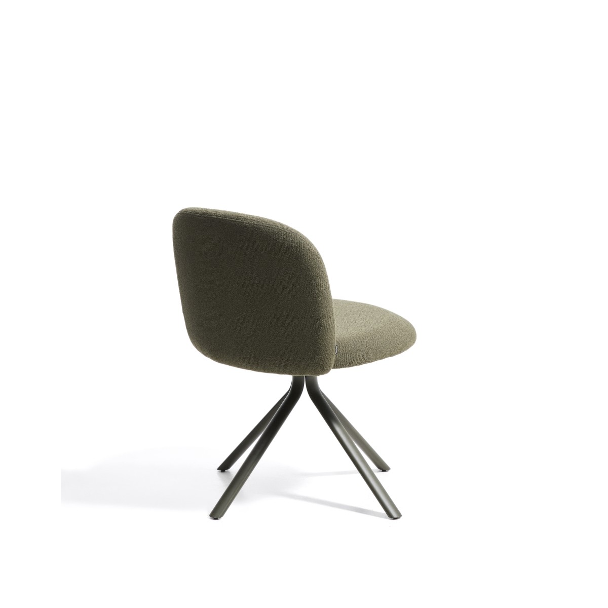Поворотный стул Arino из зеленой синели с зелеными металлическими ножками