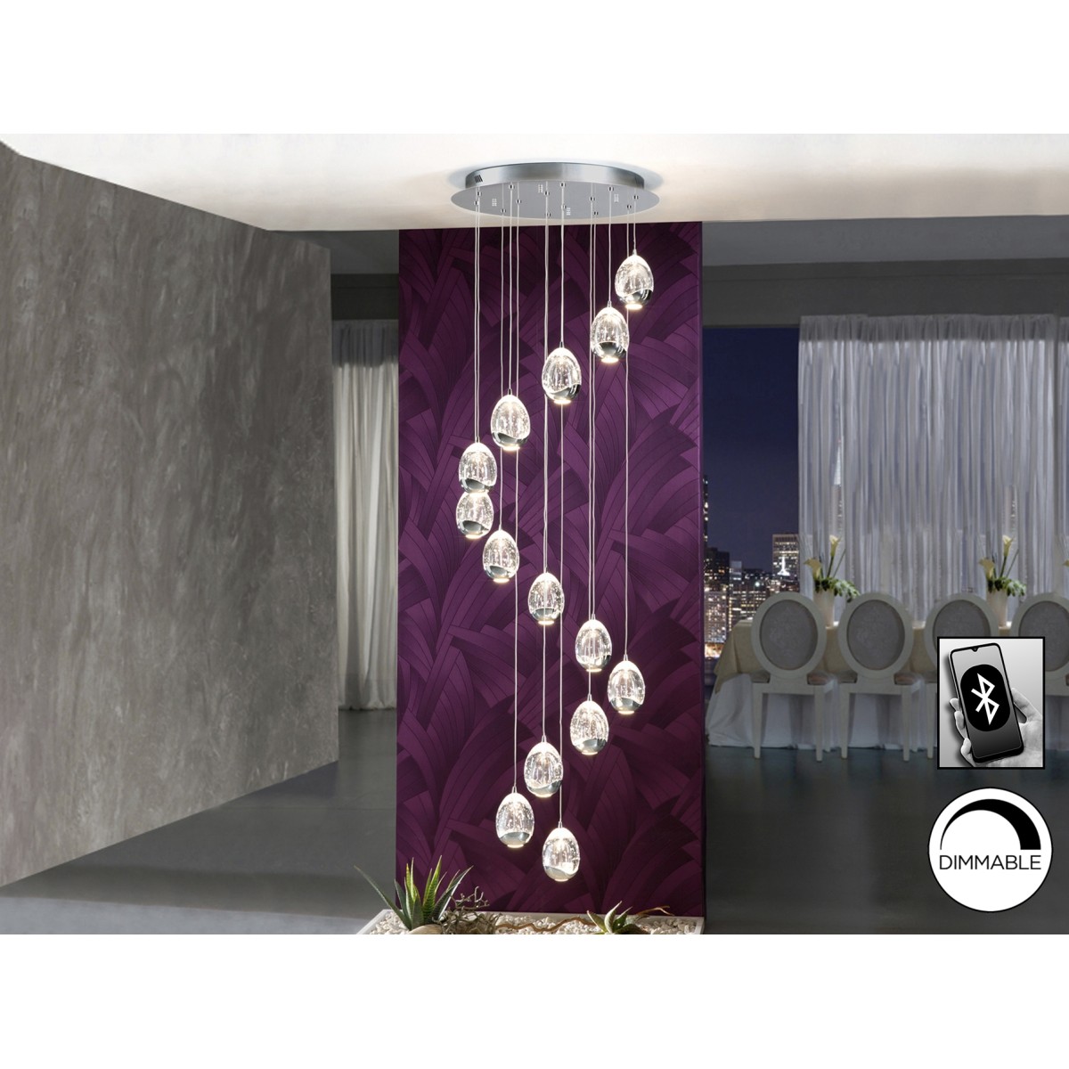 Люстра Rocio LED 14L DIM хром BLUETOOTH