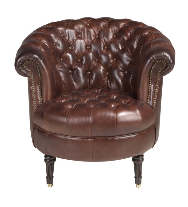 Кресло Chester 5202 в обивке из кожи коньячно-коричневого цвета