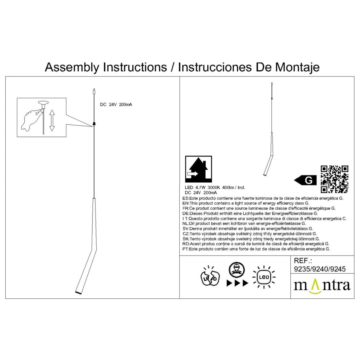 9377+9240 (24L) Подвесная люстра MANTRA BOOMERANG