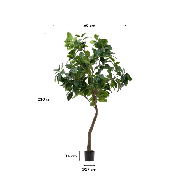 Ficus Искусственное дерево фикус в черном горшке 210 см
