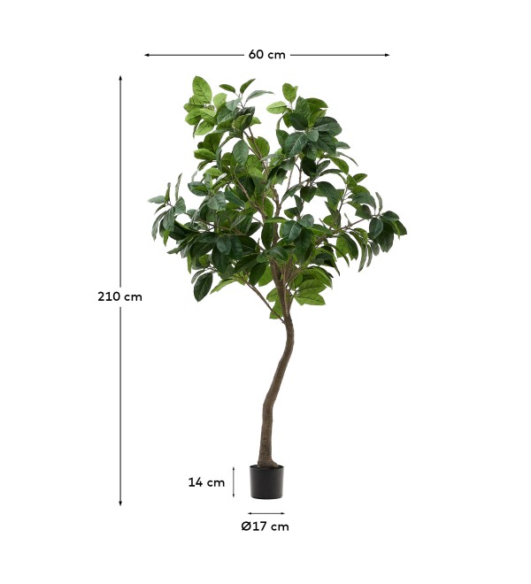Ficus Искусственное дерево фикус в черном горшке 210 см