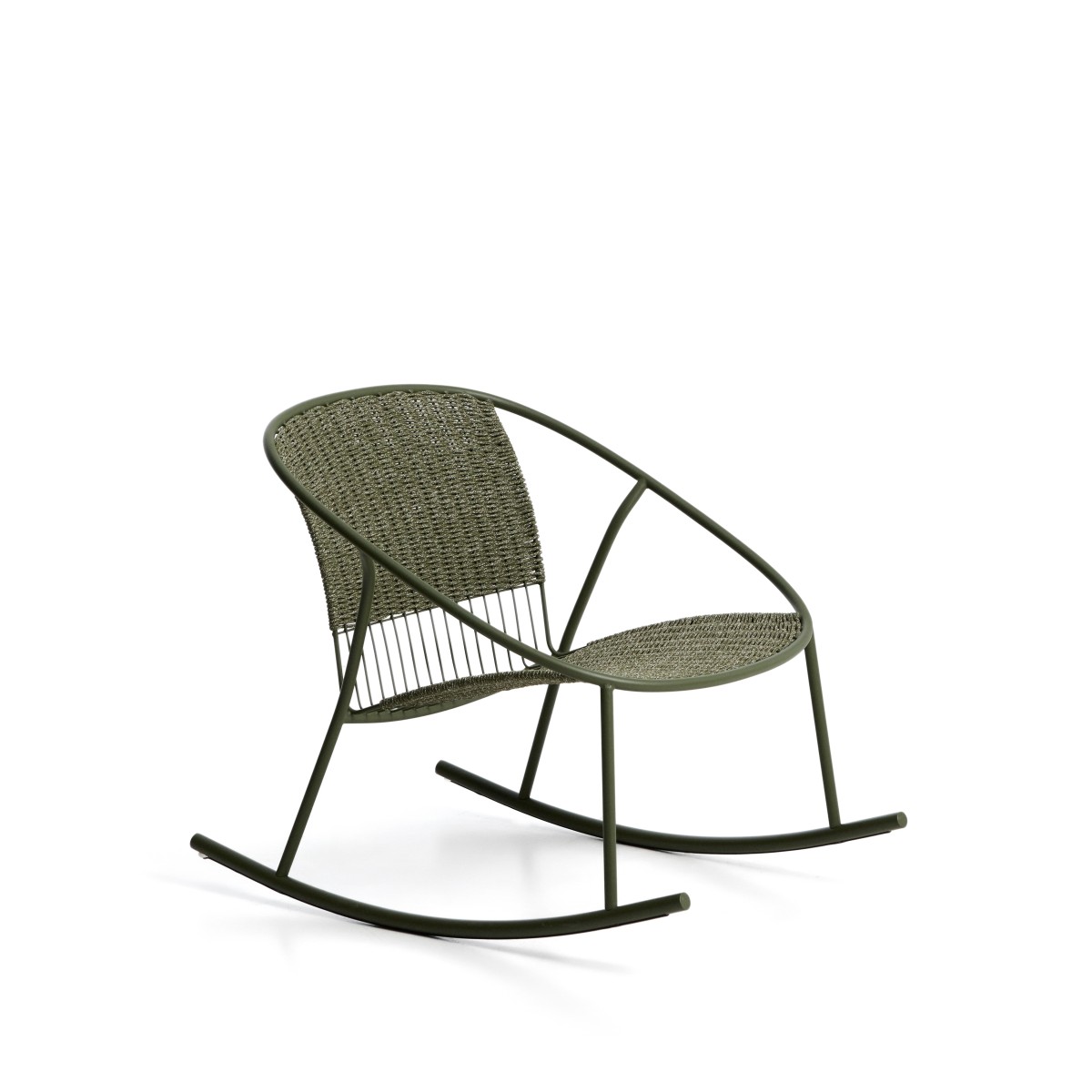 Уличное кресло-качалка Atrani из оцинкованной стали и зеленой веревки