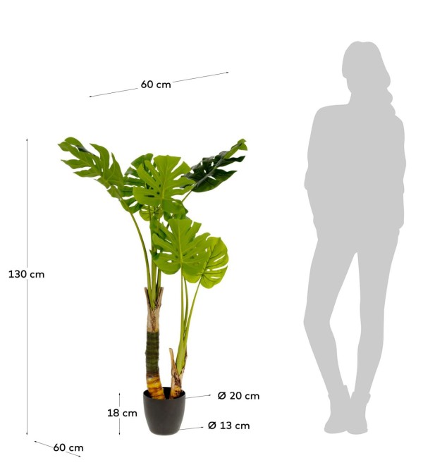 Flower Искусственная монстера в горшке из цемента 130 см