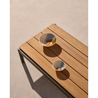 Журнальный столик Sorells из зеленого алюминия и тикового дерева 52,4 x 91 см