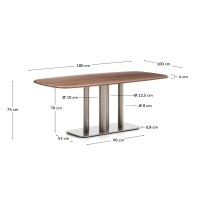 Стол Melvar из 100% орехового шпона с основанием из стали 180 x 100