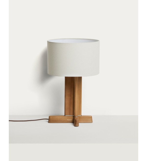 Настольная лампа Niani из каучукового дерева с натуральной отделкой Ø30 см