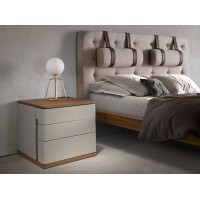 Прикроватная тумбочка 7166/MB2320NS из серого лака и шпона ореха