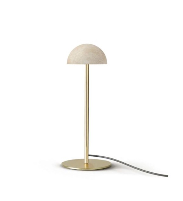 Настольная лампа Dussa золотой металл / травертин