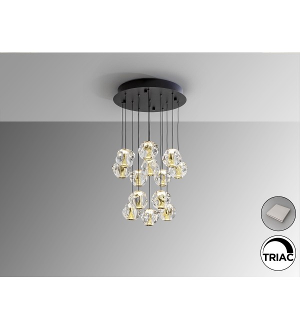 Люстра Zaria 13L черный/золотой/прозрачный D60 DIM
