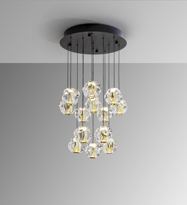 Люстра Zaria 13L черный/золотой/прозрачный D60 DIM