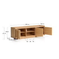 Тумба под ТВ Onix с отделкой из дубового шпона натурального оттенка, 150 x 47 см
