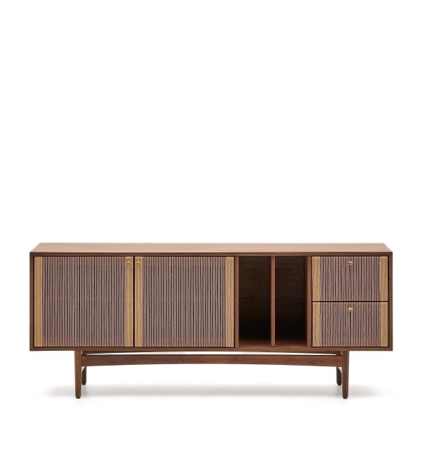 Сервант Elan 2 дверцы и 2 ящика шпон и массив ореха и шнур